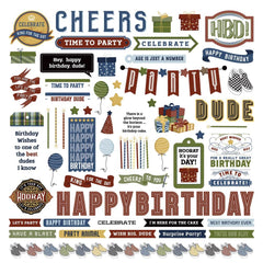 Birthday Bash - PhotoPlay - Cardstock Stickers 12"X12" - Elements