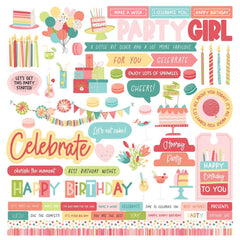 Birthday Sparkle - PhotoPlay - Cardstock Stickers 12"X12" - Elements