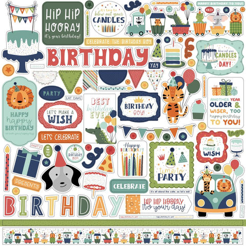 A Birthday Wish (BOY) - Echo Park - Cardstock Stickers 12"X12" - Elements