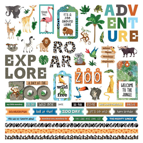 A Day At The Zoo - PhotoPlay - Cardstock Stickers 12"X12" - Elements
