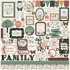 Family - Echo Park - Cardstock Stickers 12"X12" - Elements