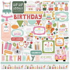 A Birthday Wish (GIRL) - Echo Park - Cardstock Stickers 12"X12" - Elements