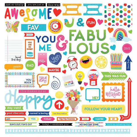 Serendipity - PhotoPlay - Cardstock Stickers 12"X12" - Elements