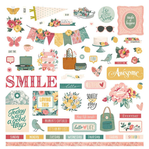 Hello Lovely - PhotoPlay - Cardstock Stickers 12"X12" - Elements