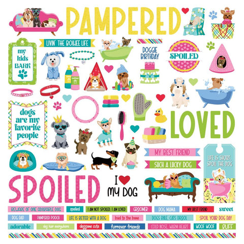 Pampered Pooch - PhotoPlay - Cardstock Stickers 12"X12" - Elements