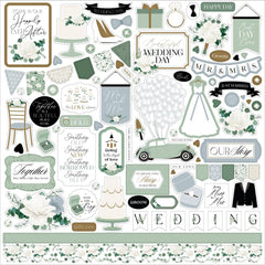 Wedding Bells - Echo Park - Cardstock Stickers 12"X12" - Elements