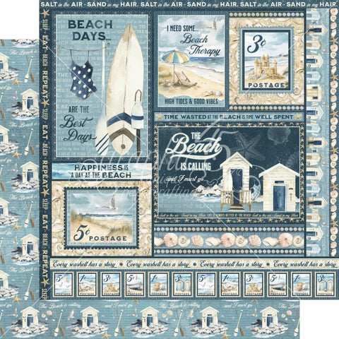 The Beach Is Calling  - Graphic 45 - Double-Sided Cardstock 12"X12" -  Enjoy The Waves