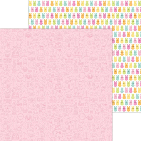 Bunny Hop - Doodlebug - Double-Sided Cardstock 12"X12" - Everything Easter