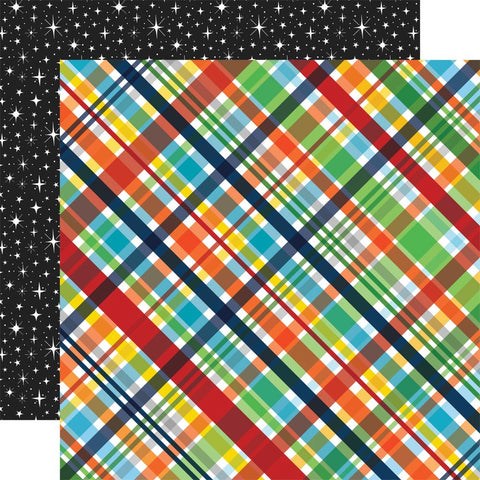 Blasts Off - Echo Park - Double-Sided Cardstock 12"X12" - Explore Plaid