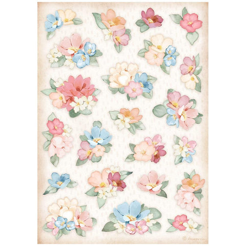 Oh La La - Stamperia - Rice Paper Sheet A4 - Flowers (7454)