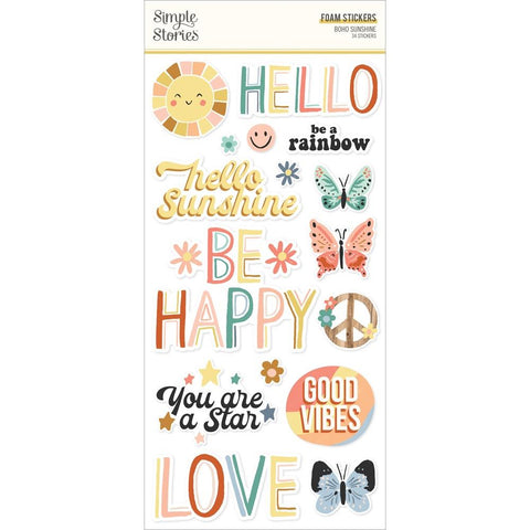 Boho Sunshine - Simple Stories - Foam Stickers 34/Pkg