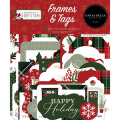 A Wonderful Christmas  - Carta Bella - Cardstock Ephemera - Frames & Tags
