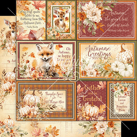 Autumn Greetings - Graphic 45 - Double-Sided Cardstock 12"X12" - Gather and be Grateful (6274)