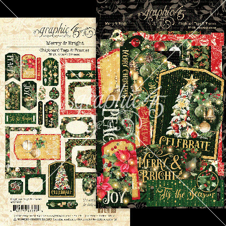 Merry & Bright - Graphic 45 - Chipboard Tags & Frames (6502)