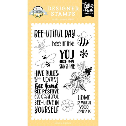 Bee Happy - Echo Park - Clear Stamps - Hive Rules