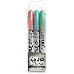 Tim Holtz - Distress Crayon Pearl Set - (Christmas 2023) - Holiday Set #6 (4396) (Sugary Gumdrop, Wonderland, Frosty Mint)