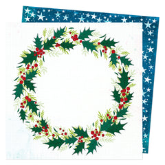 Peppermint Kisses - Vicki Boutin - 12"x12" Double-sided Patterned Paper - Holly Wreath