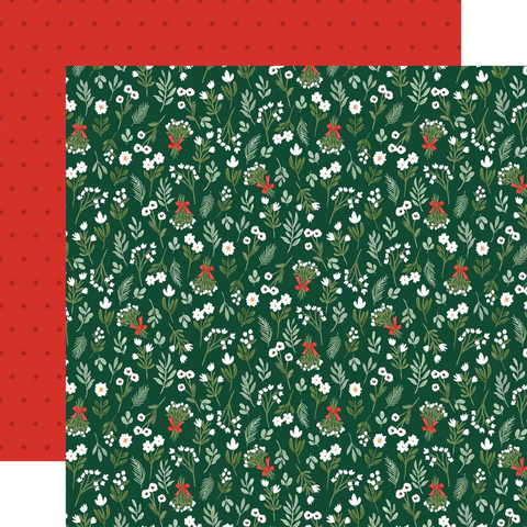 Christmas Flora Merry - Carta Bella - Double-Sided Cardstock 12"X12"  - Merry Stems