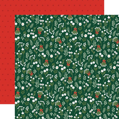 Christmas Flora Merry - Carta Bella - Double-Sided Cardstock 12"X12"  - Merry Stems