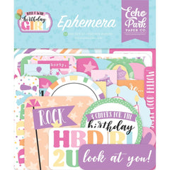 Make A Wish Birthday Girl  - Echo Park - Cardstock Ephemera 34/Pkg - Icons