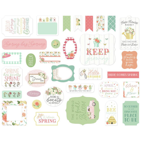 Here Comes Spring - Carta Bella - Cardstock Ephemera 33/Pkg - Icons