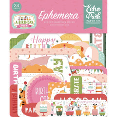 A Birthday Wish (GIRL) - Echo Park - Cardstock Ephemera 33/Pkg - Icons