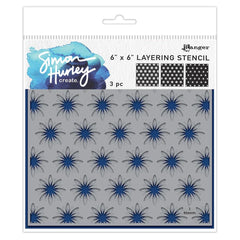 Simon Hurley create. - Layering Stencil 6"X6" (3pcs) - In Bloom