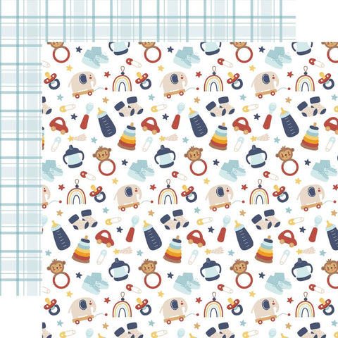 Baby on Board BOY - Echo Park - Double-Sided Cardstock 12"X12" - It's A Boy Essentials