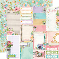 Simple Vintage Flower Shoppe - Simple Stories - 12"x12" Patterned Paper - Journal Elements