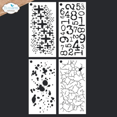 Elizabeth Craft Designs - Stencils 4/Pkg - Journal Stencils 3 (8833)