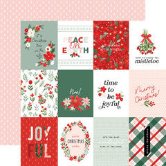 Christmas Flora Peaceful- Carta Bella - Double-Sided Cardstock 12"X12" - Peaceful Journaling Cards