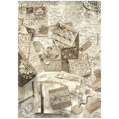 Old Lace - Stamperia - A4 Rice Paper - Letters (8306)
