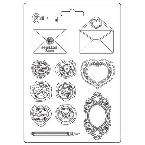 Shabby Rose - Stamperia - A5 Soft Mould - Letters and Seals (4889)