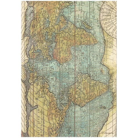 Around The World - Stamperia - Rice Paper Sheet A4 - Map (8062)