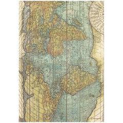Around The World - Stamperia - Rice Paper Sheet A4 - Map (8062)