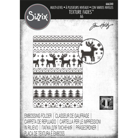 Sizzix/Tim Holtz - 3D Texture Fades Embossing Folder -  Multi-Level Holiday Knit (6011)