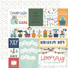 A Birthday Wish (BOY) - Echo Park - Double-Sided Cardstock 12"X12" - Multi Journaling Cards