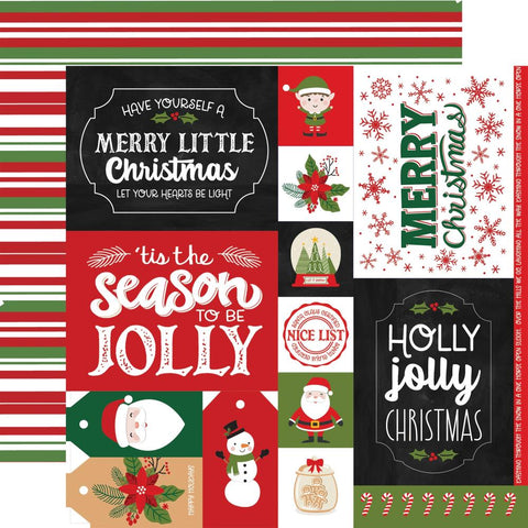 Have A Holly Jolly Christmas - Echo Park - Double-Sided Cardstock 12"X12" - Multi Journaling Cards