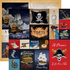 Pirates - Carta Bella - Double-Sided Cardstock 12"X12" - Multi Journaling Cards