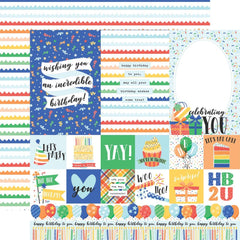 Make A Wish (BIRTHDAY BOY) - Echo Park - Double-Sided Cardstock 12"X12" - Muti Journaling Cards