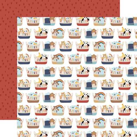 Baby on Board BOY - Echo Park - Double-Sided Cardstock 12"X12" - Oh Baby Toy Baskets