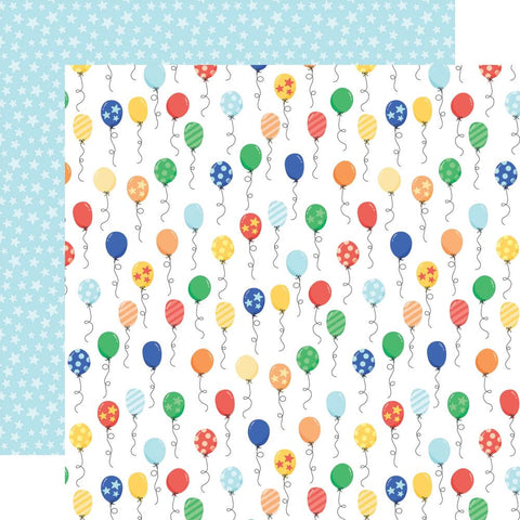 Make A Wish (BIRTHDAY BOY) - Echo Park - Double-Sided Cardstock 12"X12" -  Party Time Balloons