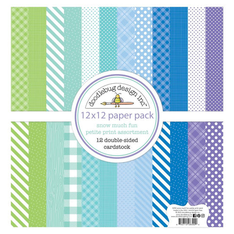 Snow Much Fun - Doodlebug - Double-Sided Paper Pack 12"X12" 12/Pkg - Petite Prints (3929)