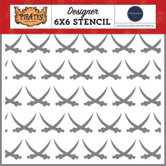 Pirates - Carta Bella - Stencil 6"X6" - Pirate Swords