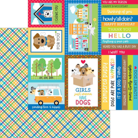 Doggone Cute - Doodlebug - Double-Sided Cardstock 12"X12"  - Playful Plaid