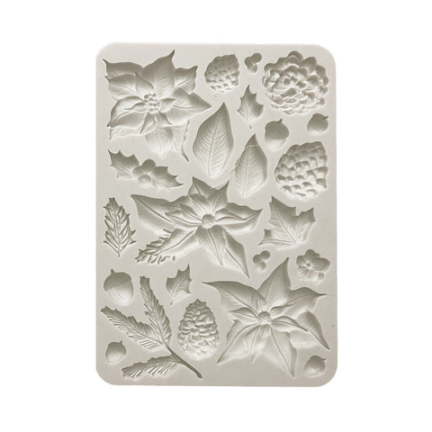 The Nutcracker - Stamperia - A5 Silicon Mold - Poinsettia And Pinecones (6890)