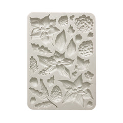 The Nutcracker - Stamperia - A5 Silicon Mold - Poinsettia And Pinecones (6890)