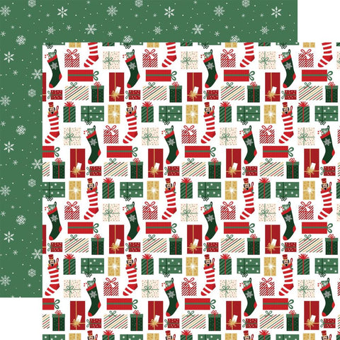 Nutcracker Christmas - Echo Park - Double-Sided Cardstock 12"X12" - Presents And Stockings