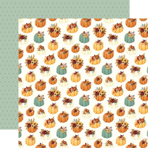 Harvest - Carta Bella - Double-Sided Cardstock 12"X12" - Pumpkin Bouquets