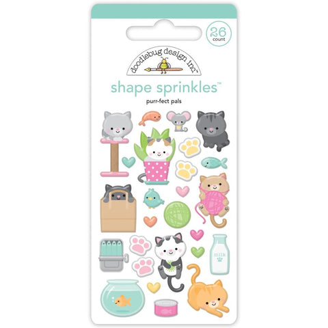Pretty Kitty - Doodlebug - Sprinkles Adhesive Enamel Shapes -  Purr-fect Pals